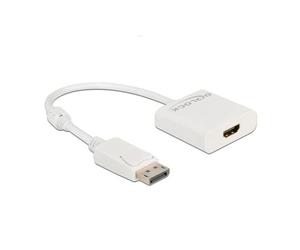 Delock - Videoadapter - DisplayPort männlich eingerastet bis HDMI weiblich - 20cm - weiß - aktiv, Support von 4K 30 Hz (63586)