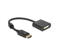 DeLOCK Adaptateur DisplayPort 1.2 mâle vers DVI femelle 4K UHD 30Hz, Conversion Active, HDCP 1.3, Chipset Parade PS171, Longueur 0.2m, Noir