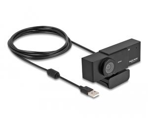 DeLOCK Webcam USB UHD avec microphone 4K 30 Hz, vue à 110° et trépied