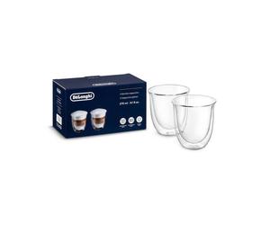 DELONGHI Accessoire Verres Thermo Cappuccino, Set de 2 Verres Double Paroi, DLSC311, Transparent