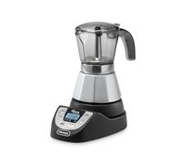 De'Longhi Alicia Plus - Cafetière Moka Électrique 2-4 Tasses Noir/Argent | Cafetière Italienne, Moka Électrique, 2 - 4 Tasses, Maintien au Chaud 30 Min, Arrêt Automatique, Écran, EMKP42.B