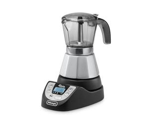 De'Longhi Alicia Plus - Cafetière Moka Électrique 2-4 Tasses Noir/Argent | Cafetière Italienne, Moka Électrique, 2 - 4 Tasses, Maintien au Chaud 30 Min, Arrêt Automatique, Écran, EMKP42.B