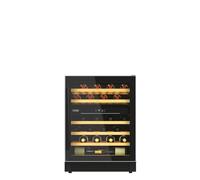 De'Longhi CA6DZ6G Cave réfrigérée à vin, à encastrer, sous haut, 134 litres, 39 dB(A) 8 étagères en bois, contrôle de la température, lumière intérieure, porte réversible, couleur noire, classe