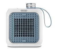 De'Longhi Capsule Desk - Chauffage Céramique Personnel, Mini-Chauffage Électrique Basse Consommation, Chaleur Immédiate, Silencieux, Arrêt Automatique si renversé, 360 W, Bleu Clair (HFX10B03.LB)