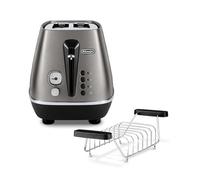 De'Longhi CTIN2103.TB Grille-pain Distinta Titanium, 6 niveaux de cuisson, support brioches intégré, finition élégante