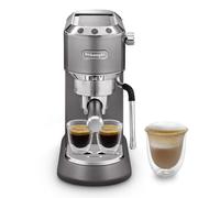 De'Longhi Dedica Arte EC 885. GY Machine à expresso avec buse MyLatterArt en mousse de lait, design compact, 15 cm de large, réservoir d'eau de 1 litre, coussinets E.S.E Gris