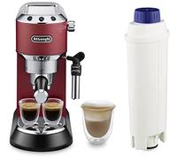 DELONGHI De'Longhi Dedica Style, Machine expresso pour préparer des boissons café et lactées, EC685R, Rouge DLSC002 Filtre à eau