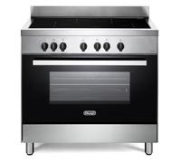 De'Longhi DEMX 96 in cuisine à induction, 90 cm, four électrique multifonctionnel, 4 zones, ligne professionnelle, facile vapeur, hydroclean, couleur inox