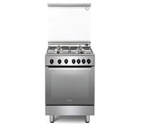 De'Longhi DGX 64 LSG Cuisine à Gaz, 60 cm, Four électrique multifonction avec grille, 4 brûleurs, ligne design, couleur inox, classe énergétique A