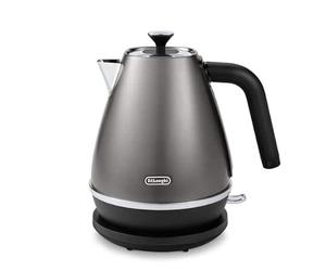 De'Longhi Distinta Titanium KBIN2001.TB, Bouilloire Électrique, Base Pivotante 360°, Indicateur de Niveau, Rangement du Cordon, Filtre Anti-Calcaire, Couvercle Détachable, 1.7 L, 2000W, Noir Titane
