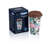 DeLonghi DLSC065 Tasse isotherme en céramique 295ml avec couvercle en silicone Motif fleurs, Ceinture