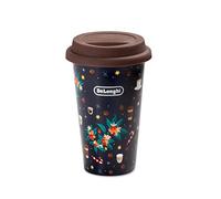 De'Longhi DLSC075 Tasse thermique pour boissons chaudes et froides, thermos en céramique à double paroi, bouchon antidérapant en silicone, capacité 300 ml, Marron