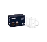 De'Longhi DLSC320 Ensemble de verres à café long américain, tasse résistante en verre borosilicaté, confortable à tenir, lavable au lave-vaisselle, capacité 250 ml,