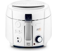 Delonghi F38436 Friteuse, boîtier en plastique, 1800 watts, réservoir d'huile amovible de 1,5 l, Coolwall, minuterie, couleur : blanc/gris