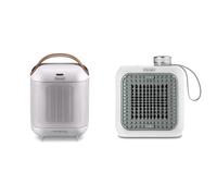 De'Longhi hfx30 C18 IW zptc160 verticale, blanc nacré & Capsule Desk HFX10B03.GR Radiateur soufflant en céramique silencieux avec grille