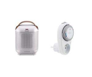 De'Longhi hfx30 C18 IW zptc160 verticale, blanc nacré & Programmateur quotidien T-10 blanc - Otio