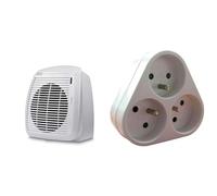 Delonghi HVY1020 Radiateur soufflant salle de bain Blanc 2000 W & Triplite 3x 16A triangulaire - Blanc - Zenitech