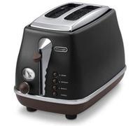 DeLonghi Grille-pain CTOV2103.BK – 900 W – 2 fentes – Noir mat / Chocolat