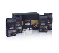 De'Longhi Kimbo DLSC316 Kit de dégustation Café en grains 4 paquets de 250 g cad. Arabica, Classic, Prestige et Gourmet pour machines à café automatiques, en dot. 2 tasses en verre, fabriqué en Italie