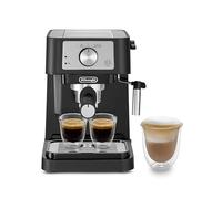 De'Longhi - Machine à Espresso Manuelle avec Mousseur à Lait Manuel | Machine à Expresso et Cappuccino, Café Moulu ou Dosettes ESE, Chaudière en Acier Inoxydable, Noir, EC260.BK