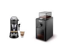 De'Longhi Machine à Expresso Dedica Style, Noir, 120 g, Broyeur à Café Electrique, 110 W