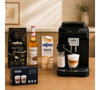 DELONGHI Magnifica Evo Machine à Café Automatique ECAM290.61.B + Lavazza Espresso Maestro 1kg + Monin Crème Brûlée Syrup 700ml + Alpro Barista Almond 1L + Verres Double Paroi 330ml