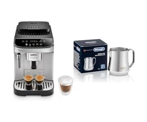 De'Longhi Magnifica Evo, Machine à Café et Cappucino avec Broyeur à Grains, ECAM292.33.SB, Argent [Exclusif Amazon] & DLSC060 Pichet à lait 350ml, Acier Inoxydable