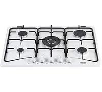Delonghi NDG77W Table de cuisson à gaz 5 brûleurs - Allumage automatique - Allumage avant pour un accès facile - Brûleurs à gaz amovibles pour un nettoyage en douceur (blanc)