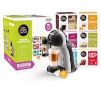 DeLonghi Nescafé Dolce Gusto Mini Me, kit de démarrage pour machine à café à capsules à portion individuelle, comprenant 6 boîtes de dosettes de café, EDG155.BG, 230 millilitres, noir et gris