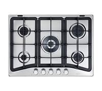 DeLonghi PFI 57 GH Plaque de cuisson 5 feux avec double couronne gaz encastrable 68 cm Grilles en fonte inox