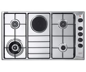 Delonghi - Plateau de cuisson FLA 49 RD 90 cm 4 feux à gaz, 1 plaque électrique plate 90 cm