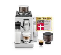 De'Longhi Rivelia EXAM440.55.W, Machine À Café Grain Automatique, Grains Fraîchement Moulus, Bac à Grains Interchangeable, Carafe à lait Automatique, 16 Recettes, Écran Tactile Couleur, Blanc