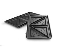 De'Longhi Set de plaques à sandwich DLSK154 - Accessoires de cuisine pour De'Longhi MultigGrill SW12, grille de cuisson avec cavité diagonale, en aluminium moulé sous pression, noir
