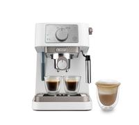 De'Longhi Stilosa - Machine à Espresso Manuelle avec Mousseur à Lait Manuel | Machine à Café Compacte, 15 Bars, Système Cappuccino, Arrêt Automatique, Compatible avec les Dosettes ESE, Blanc, EC260.W