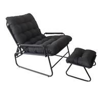 DELONGKE Fauteuil lounge d'extérieur - Fauteuil de jardin avec fonction allongée - Avec repose-pieds - Gris avec repose-pieds