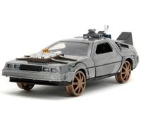 Delorean DMC (Time Machine) Roue de train en métal brossé Version Retour vers le futur Partie III (1990) Movie Hollywood Rides Series 1/32 Diecast Model Car by Jada 34786