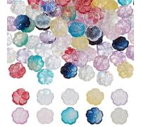 DELORIGIN 100 pièce de Perles en Verre Transparentes à Motif Floral 10 couleurs Mini Breloques D'Espacement pour la Fabrication de Bijoux Bracelets et Colliers
