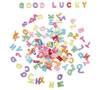 DELORIGIN 100 pièces de perles lettres en acrylique A-Z, pendentifs 3D, charms individuels, perles intercalaires alphabet pour la fabrication de bijoux, bracelets et colliers DIY