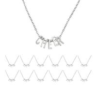 DELORIGIN 12 collier de Pom Pom femmes avec Breloque en Forme de Lettre Cadeau D'Équipe de Pom Pom femmes Collier de Sport Bijoux pour Accessoires D'Équipe Cadeaux de Fête des Joueurs