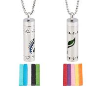 DELORIGIN 2 collier Feuilles D'Huiles Essentielles Collier Diffuseur de Parfum Pendentif D'Aromathérapie avec 20 coussinets en Feutre Collier en Acier Inoxydable pour Cadeau Saint Valentin