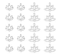 DELORIGIN 20 pendentif Fleur de Lotus 2 styles Breloques Lotus en Acier Inoxydable Pendentif Breloque Bouddha pour Bricolage Boucle D'Oreille Collier Bracelet Fabrication de Bijoux