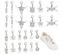 DELORIGIN 24 breloque pour Lacet 12 style de Breloques Décoratives en Alliage pour Chaussures Clips de Chaussures avec Fermoir Petit Pendentif Perlé pour Baskets Porte Badge Martin Bricolage