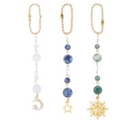 DELORIGIN 3 pièce de Décoration à Suspendre pour Voiture en Forme de Soleil de Lune D'Étoiles de Pierre Précieuse pour Rétroviseur en Alliage Accessoires pour Cadre de Fenêtre de Voiture Balcon