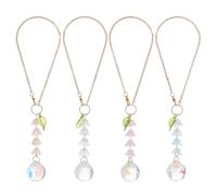 DELORIGIN 4 attrape Soleil en Cristal pour Voiture Accessoire de Voiture Muguet Ornement à Suspendre Fleur Miroir Breloque pour Cadre de Fenêtre Balcon