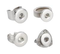 DELORIGIN 4 pcs 18mm Boutons Pression Anneaux Bijoux Réglable Anneau Pression Breloques Interchangeables Alliage Boutons Pression Bricolage Anneaux pour Femmes Bague Bijoux Fabrication
