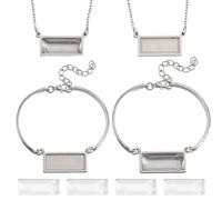 DELORIGIN 4 Pièces Kit de Collier et Bracelet Souvenir de Poils d'Animaux Mémorial de Fourrure Pendentifs Collier Urne pour Animaux Bijoux pour Cendres de Chien Chat Cheval Photo de Perte Cadeau