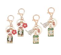DELORIGIN 4 pièces Porte Clés Chat Porte Bonheur en Émail Amulette Breloques de Bénédiction porte clé personnalisé porte clef pour la Richesse Décoration de Sac Clés de Voiture cadeau crémaillère
