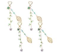 DELORIGIN 4 porte Clés en Forme de Muguet avec Pendentif en Acrylique en Feuille D'Or Porte Clés à Breloques en Forme de Cœur et de Papillon pour Téléphone Portable pour la Maison la Voiture