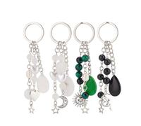 DELORIGIN 4 porte Clés en Pierres Précieuses Naturelles Porte Clés en Pierre de Cristal Breloques en Alliage Accessoires Suspendus pour Sac à Dos pour Femmes Décoration de Sac à Main Couple Cadeaux