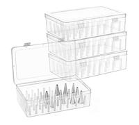 DELORIGIN 4 porte-douilles avec 168 goupilles fixes, boîte de rangement | Polypropylène, empilable, peu encombrant, étanche à la poussière, étanche, pour débutants et professionnels